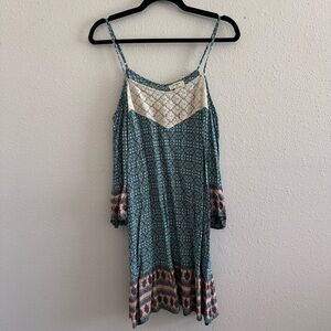 Umgee Boho Cold Shoulder Dress with Lace Detail